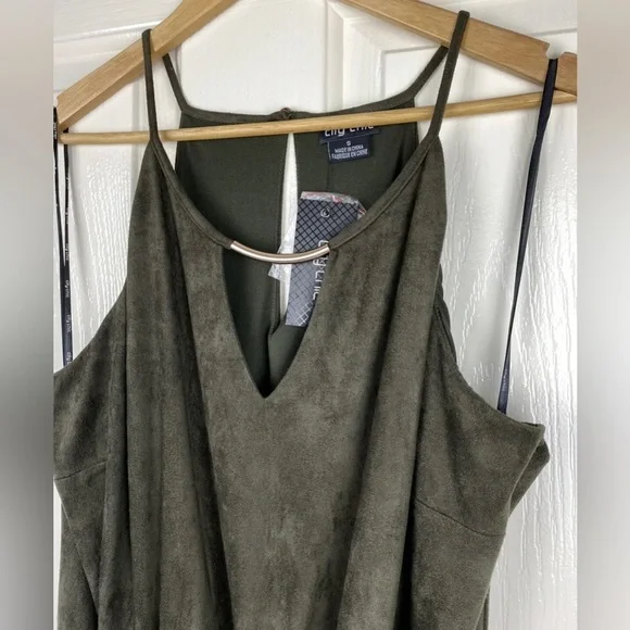 City Chic Thyme Suede Faux Wrap Dress Olive Green Khaki Plus Size S 16 -NWT New - Picture 6 of 11